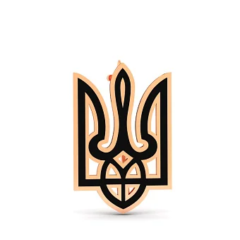 Золотой значок Герб Украины-Трезубец с эмалью (арт. 360236еч)