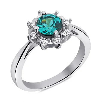 Серебряное кольцо с морганитом и фианитами (арт. 7501/2290Пмз)
