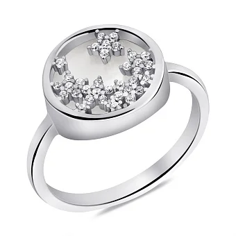 Серебряное кольцо с перламутром и фианитами (арт. 7501/6780п)