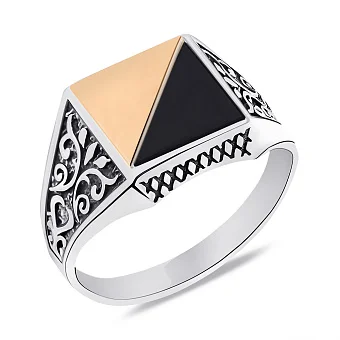 Серебряная печатка с золотой накладкой (арт. 7206/0635.10о)