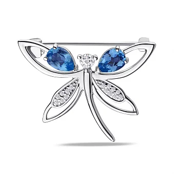 Серебряная брошь Стрекоза (арт. 7505/581Амбп)