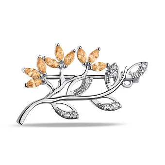 Серебряная брошь с фианитами и альпинитами  (арт. 7505/660ажбп)