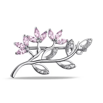 Серебряная брошь с фианитами и альпинитами  (арт. 7505/660афбп)