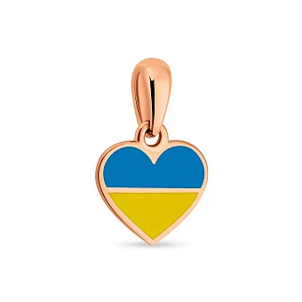 Золотий підвіс "Серце" з блакитною і жовтою емаллю (арт. 440740есж)