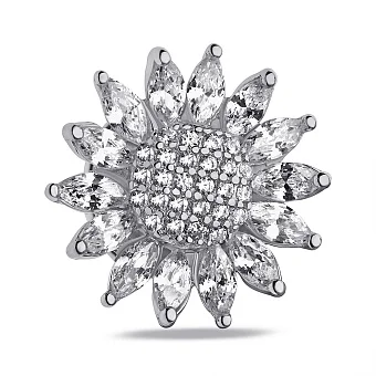 Серебряная брошь Цветок с фианитами (арт. 7505/225)