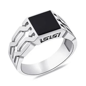 Серебряная печатка с ониксом (арт. 7906/0669.10о)