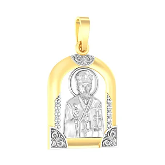 Золотая ладанка иконка Николай Чудотворец (арт. 440573ж)