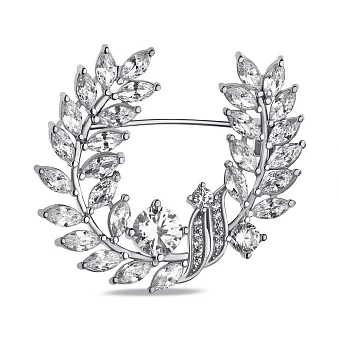 Серебряная брошь Веточка с фианитами (арт. 7505/216)