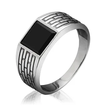 Серебряная печатка с ониксом (арт. 7906/177окю)