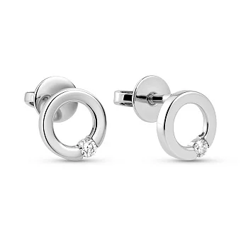 Серьги-пусеты из белого золота с бриллиантами (арт. Т011144005б)