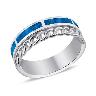Серебряное кольцо с синим опалом (арт. 7501/7033Пос)