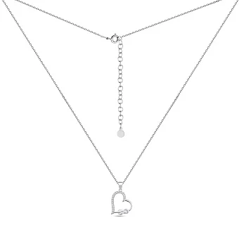 Серебряное колье Сердце с фианитами (арт. 7507/2094)