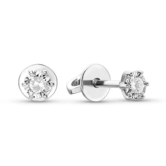 Серьги-пусеты из белого золота с бриллиантами (арт. Т011135030б)