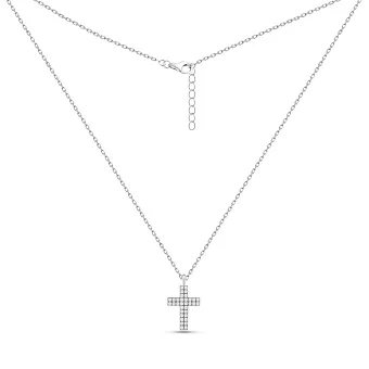 Серебряное колье Крестик с дорожкой из фианитов (арт. 7507/2341)
