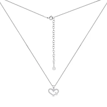 Серебряное колье Сердце с фианитами (арт. 7507/2092)