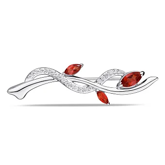 Серебряная брошь с гранатом и фианитами (арт. 7505/583Гбп)