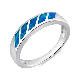 Серебряное кольцо с синим опалом (арт. 7501/7034Пос)