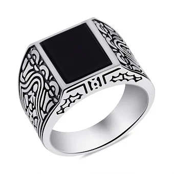 Серебряная печатка з ониксом (арт. 7906/0621.10о)