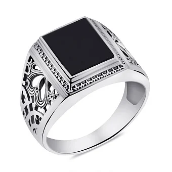 Серебряная печатка з ониксом (арт. 7906/0655.10о)
