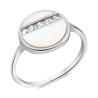 Серебряное кольцо с перламутром и фианитами (арт. 7501/6800п)