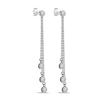 Довгі срібні сережки Trendy Style з фіанітами (арт. 7518/6872)