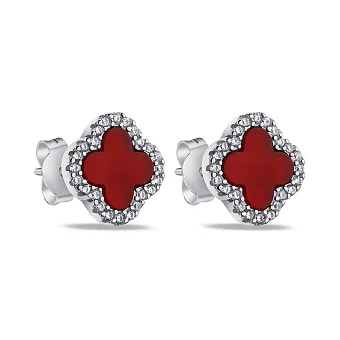 Сережки з сердоліком та фіанітами (арт. 7518/5497/10Срд)