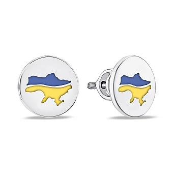 Срібні сережки Карта України з емаллю (арт. 7518/671егжсп)