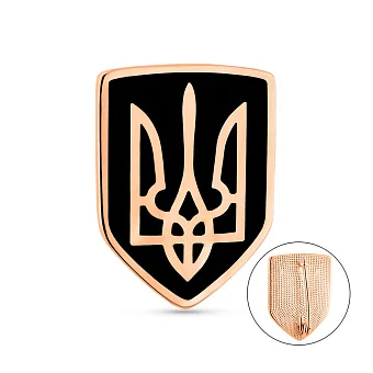 Золотой значок Герб Украины-Трезубец с эмалью (арт. 360193ч)